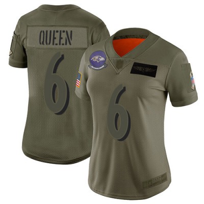 Nike Baltimore Ravens #6 Patrick Queen Camo Women's Stitched NFL Limited 2019 Salute to Service Jersey